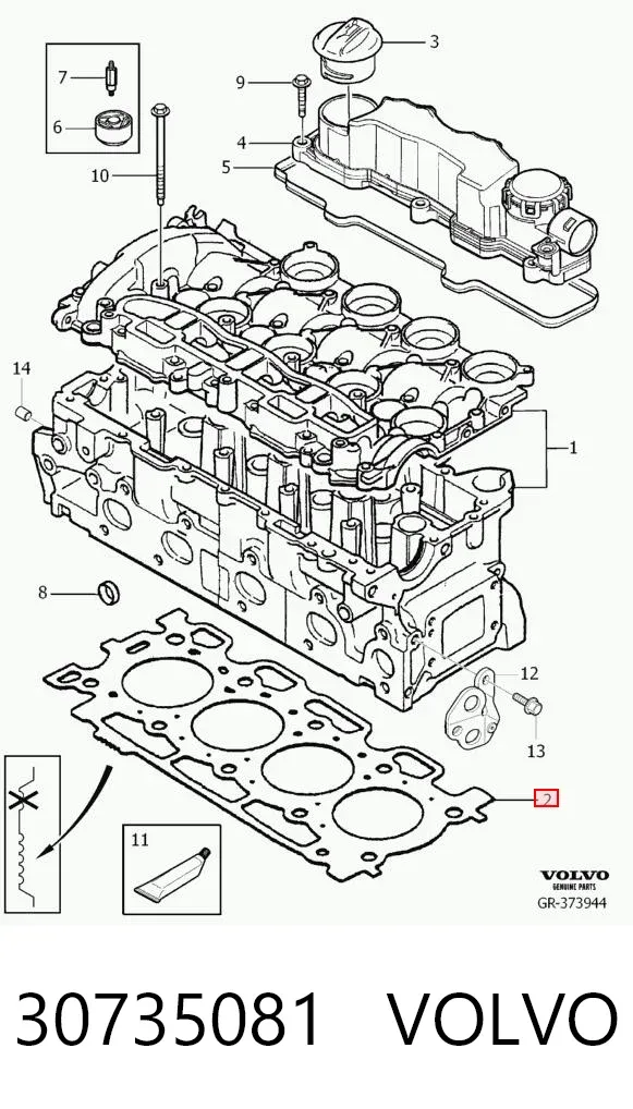 Vedante de cabeça de motor (CBC) 30735081 Volvo