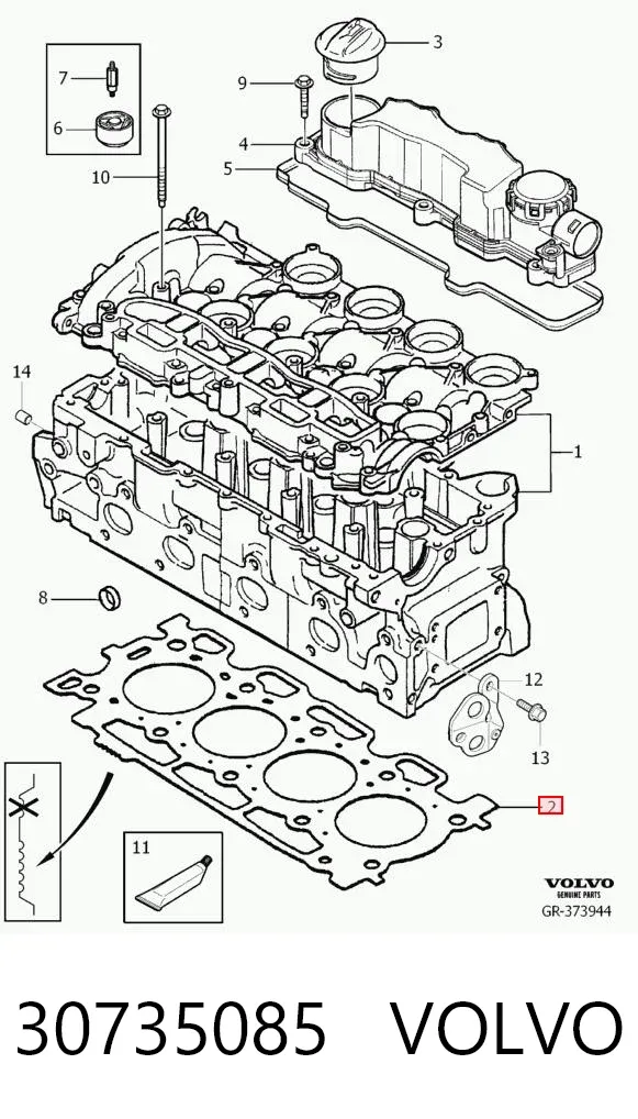 Vedante de cabeça de motor (CBC) 30735085 Volvo