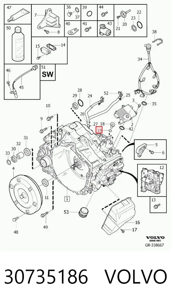 Vedante de panela da Caixa Automática de Mudança/Caixa Mecânica de Mudança 30735186 Volvo