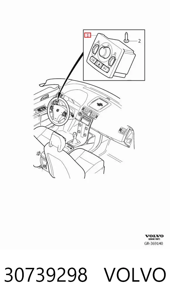 Comutador das luzes no "painel de instrumentos" 30739298 Volvo