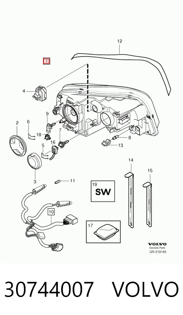 Luz esquerda 30744007 Volvo