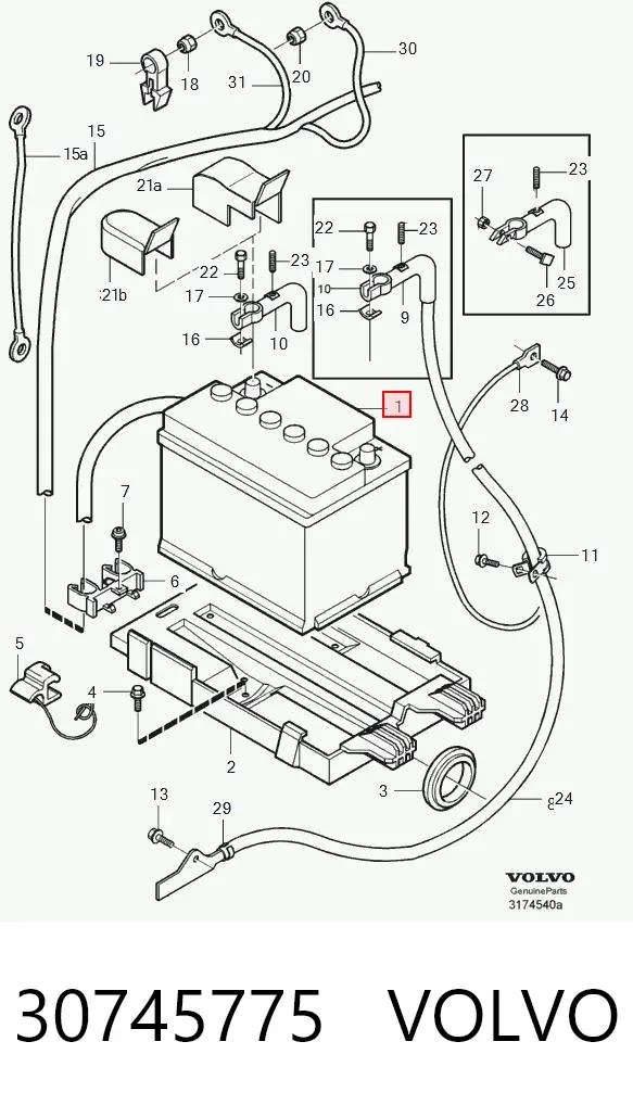 Bateria recarregável (PILHA) 30745775 Volvo