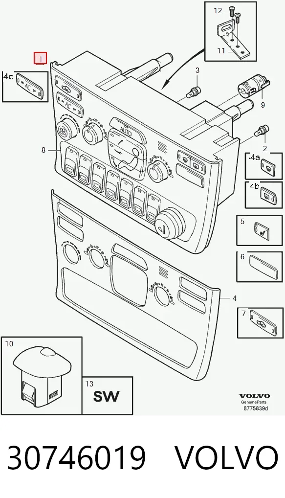Unidade de controlo dos modos de aquecimento/condicionamento Volvo S80 I