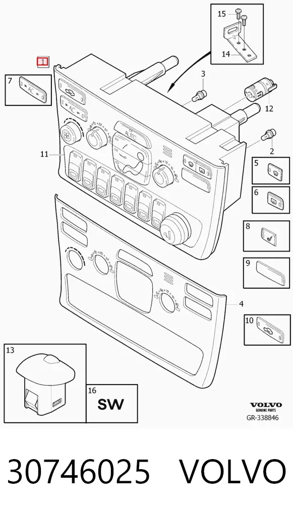 Unidade de controlo dos modos de aquecimento/condicionamento 30746025 Volvo