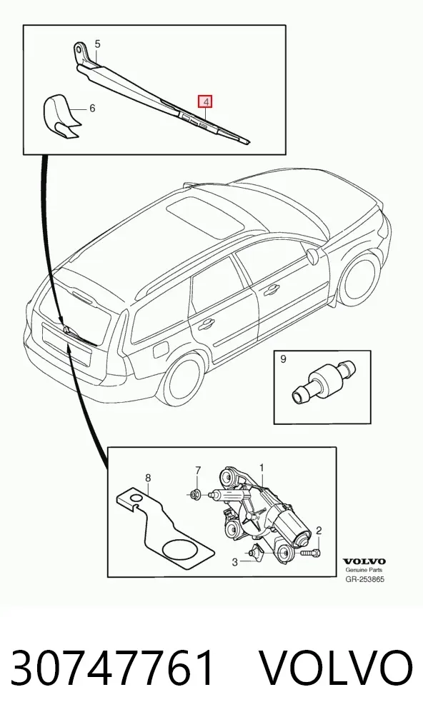 Limpa-pára-brisas de vidro traseiro 30747761 Volvo