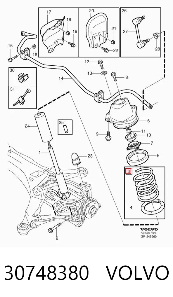 Mola traseira 30748380 Volvo