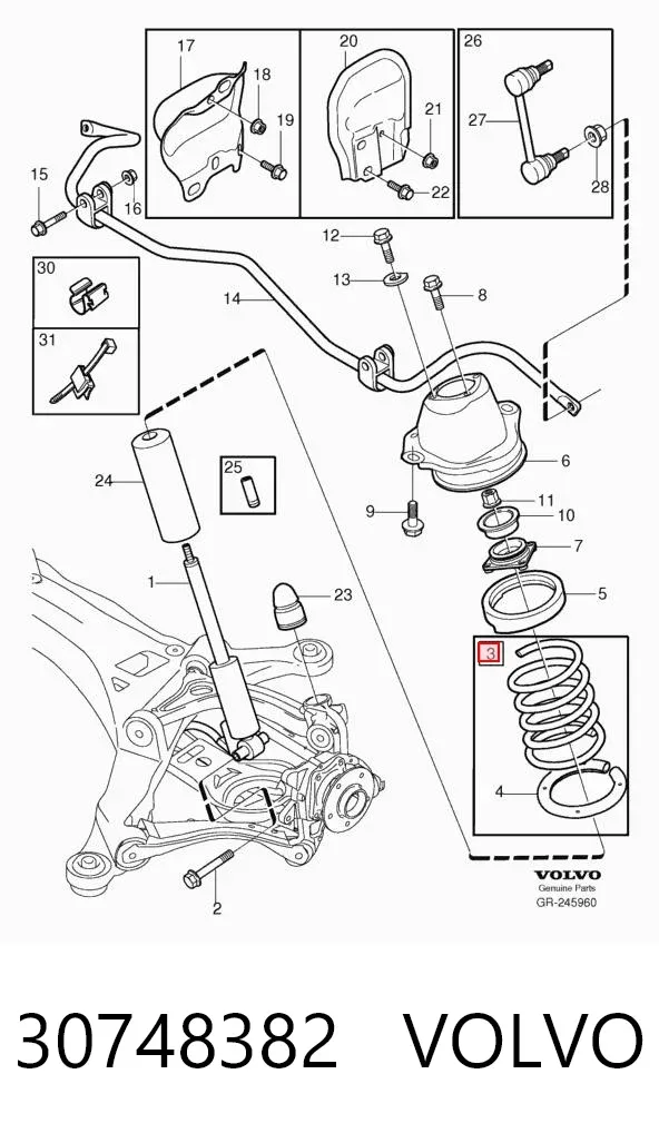 Mola traseira 30748382 Volvo