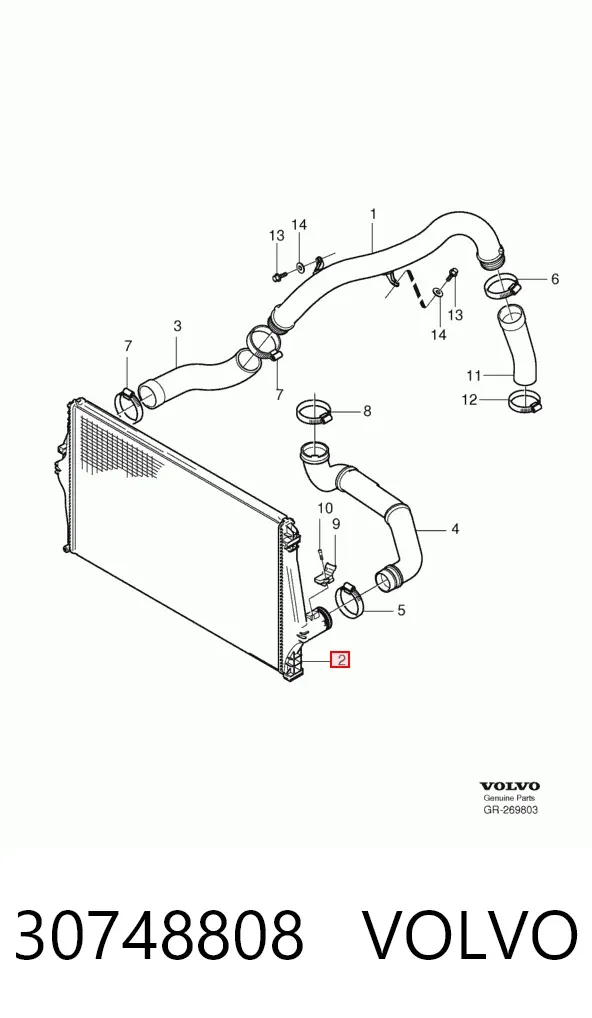 Radiador de intercooler 30748808 Volvo