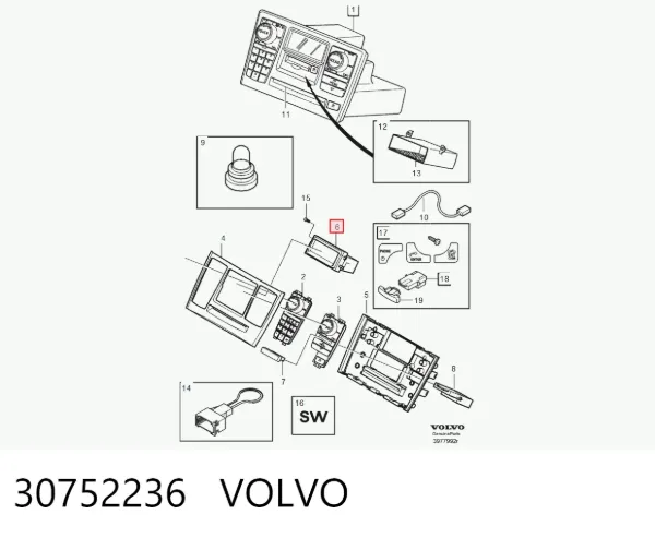Mostrador multifuncional 30752236 Volvo