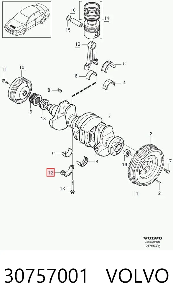 Biela de pistão de motor 30757001 Volvo