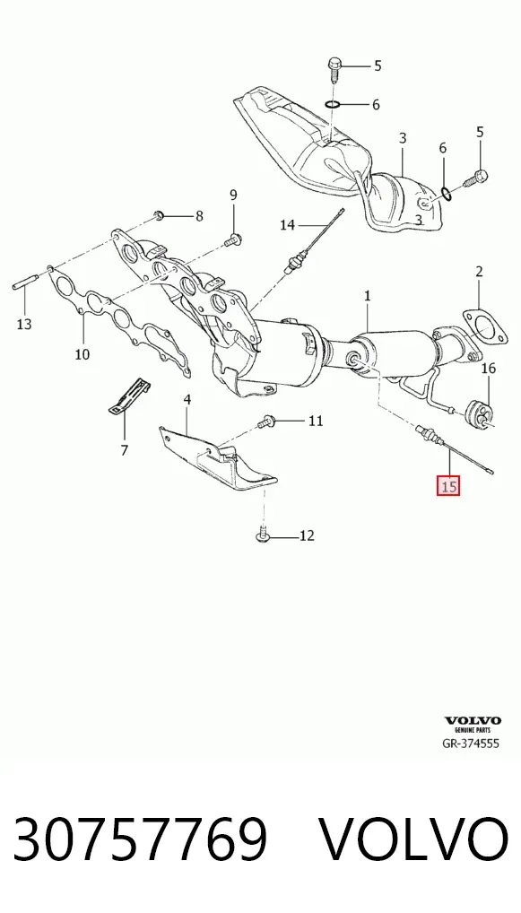 Sonda lambda, sensor de oxigênio depois de catalisador 30757769 Volvo