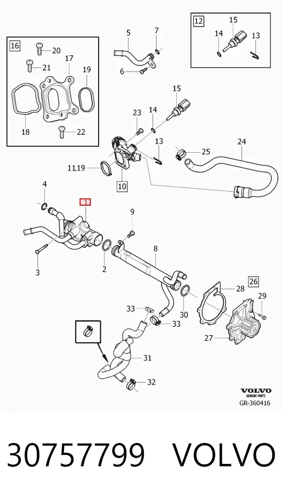 Termostato 30757799 Volvo