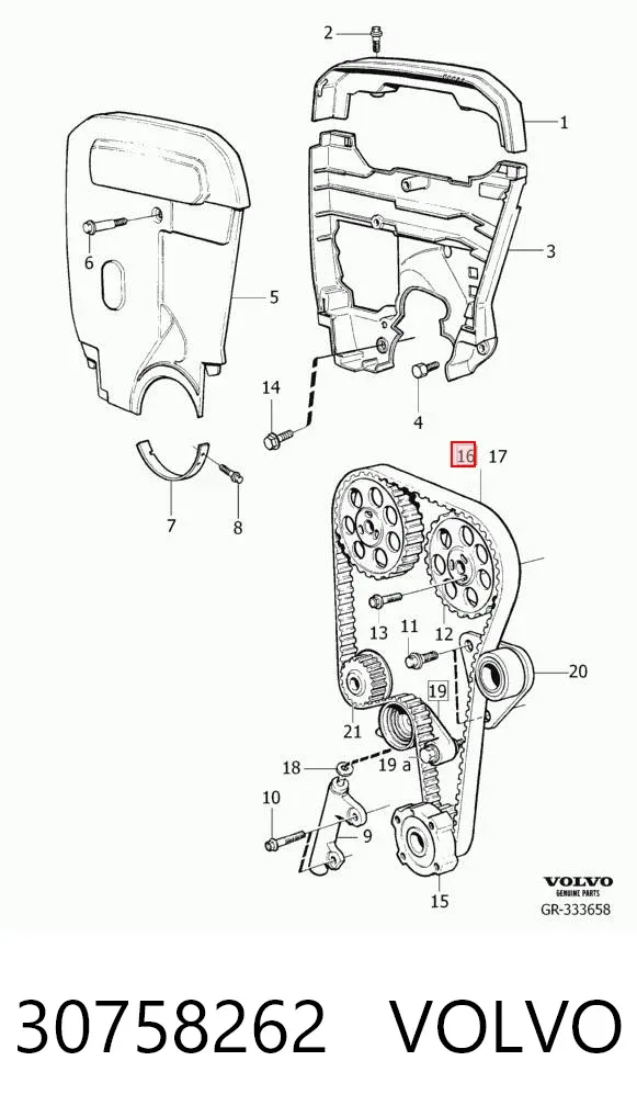 Correia do mecanismo de distribuição de gás, kit 30758262 Volvo
