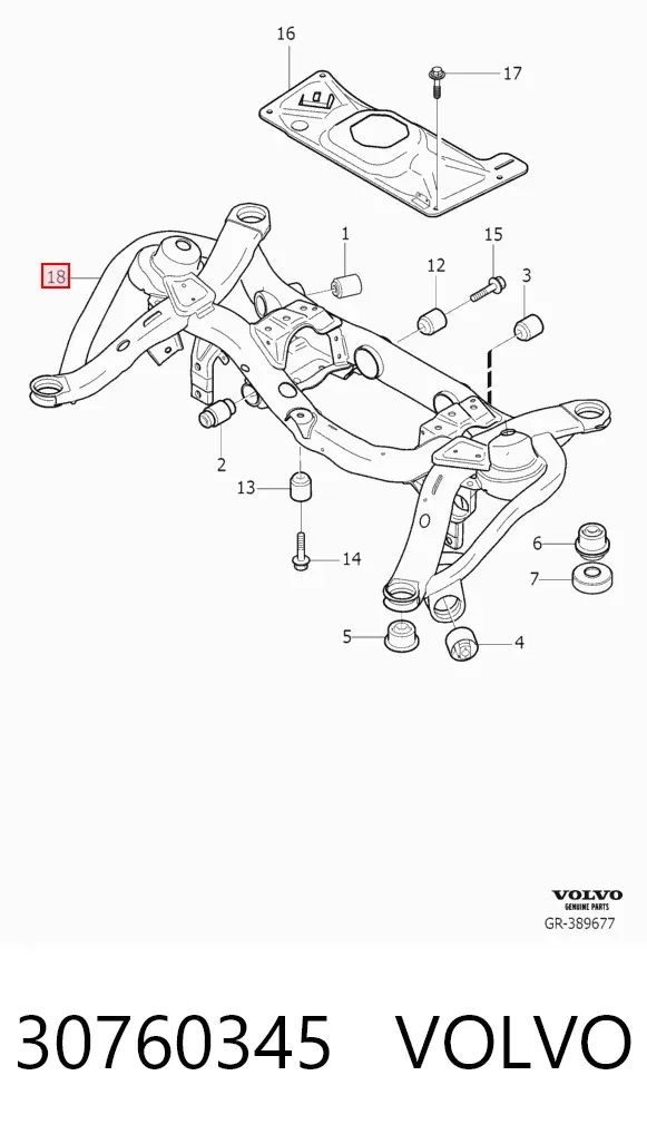 Viga de suspensão traseira (plataforma veicular) 30760345 Volvo