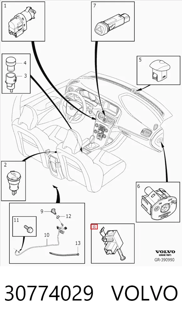 Sensor de ativação de embraiagem 30774029 Volvo