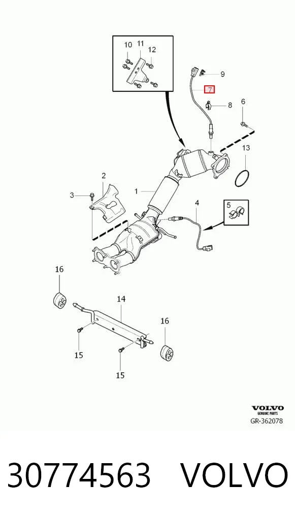Sonda lambda, sensor de oxigênio 30774563 Volvo