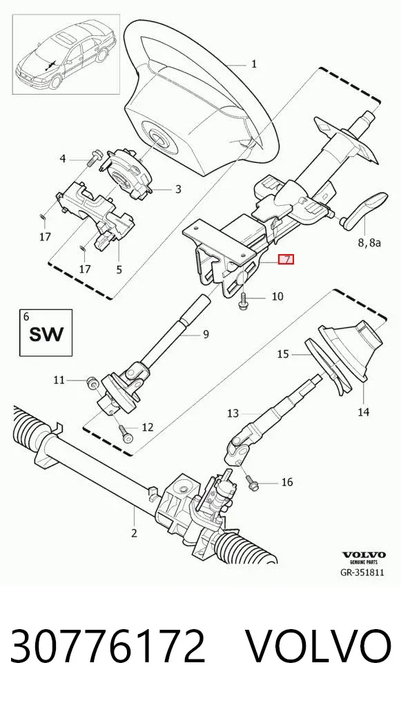 Coluna da direção 30776172 Volvo
