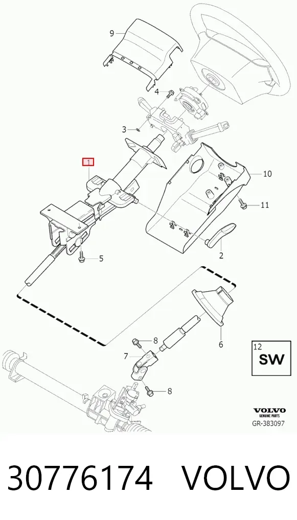 Coluna da direção 30776174 Volvo