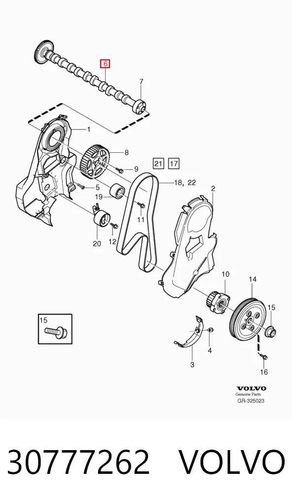 Árvore distribuidora de motor de admissão 30777262 Volvo