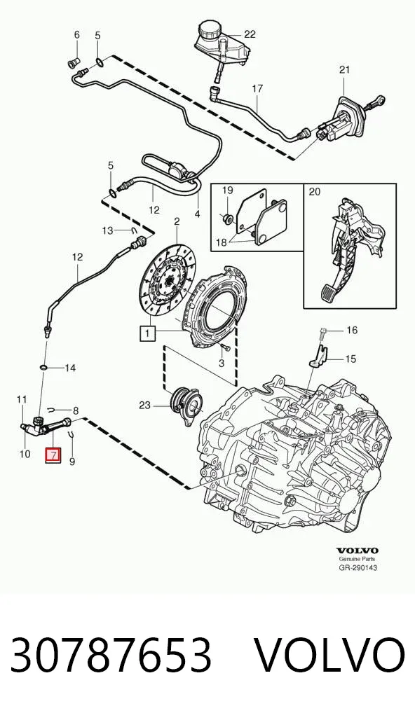 Cilindro de trabalho de embraiagem montado com rolamento de desengate 30787653 Volvo
