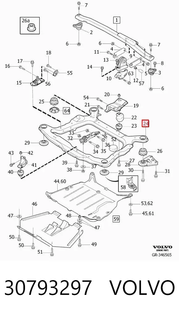 Viga de suspensão dianteira (plataforma veicular) Volvo S60 I