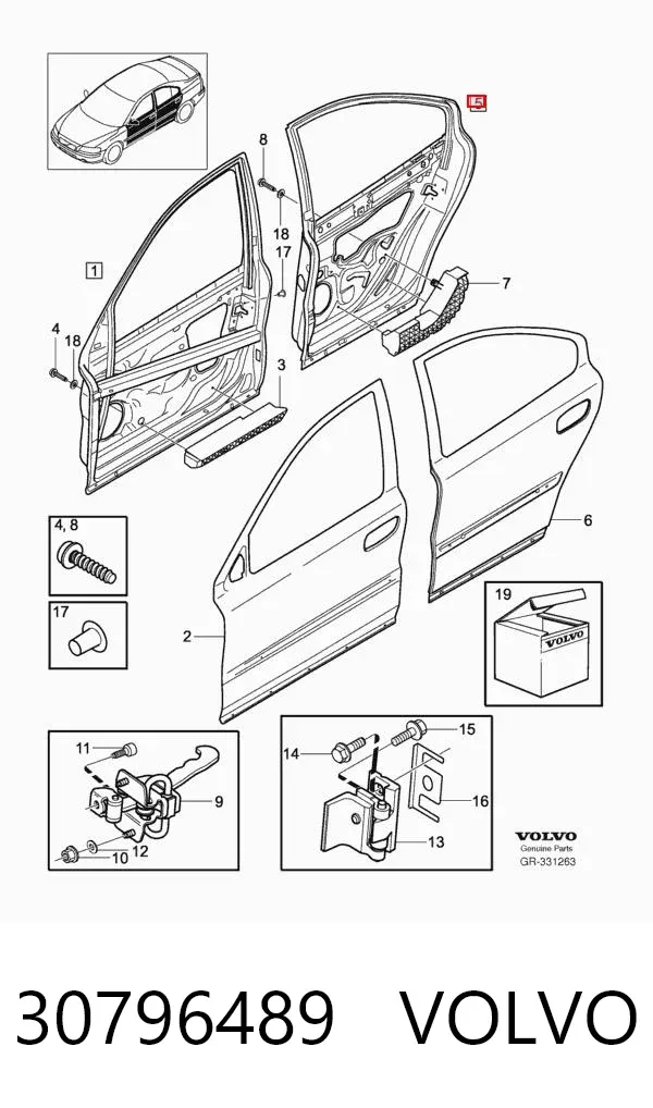 Porta traseira direita 30796489 Volvo