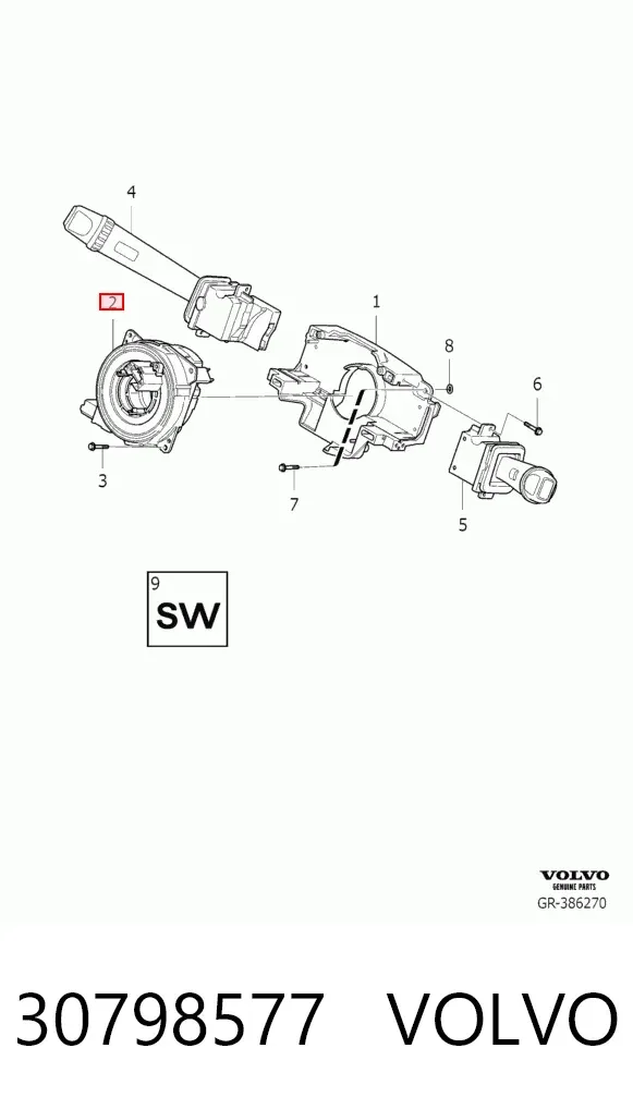 Anel AIRBAG de contato, cabo plano do volante 30798577 Volvo