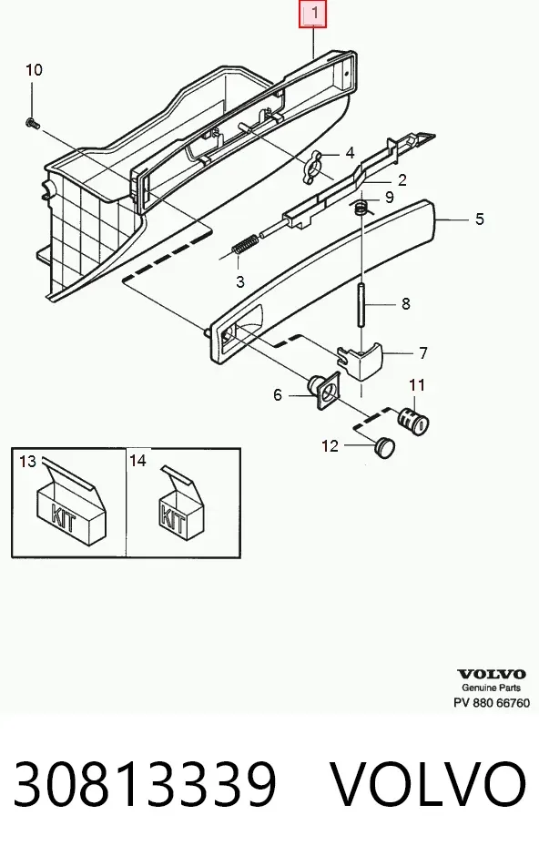 Caixa para porta-luvas (porta-luvas) 30813339 Volvo