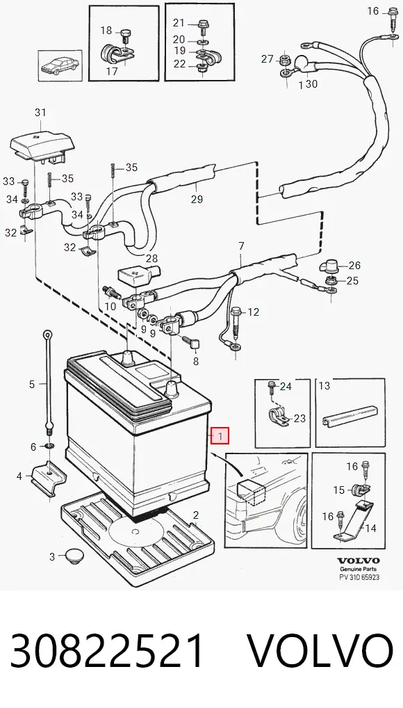 Bateria recarregável (PILHA) 30822521 Volvo