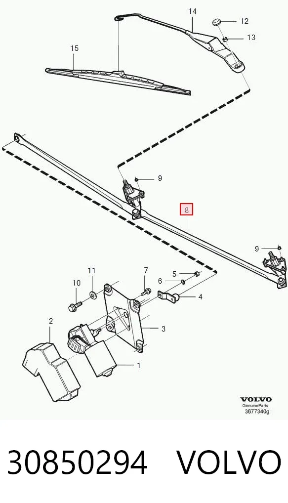 Trapézio de limpador pára-brisas 30850294 Volvo
