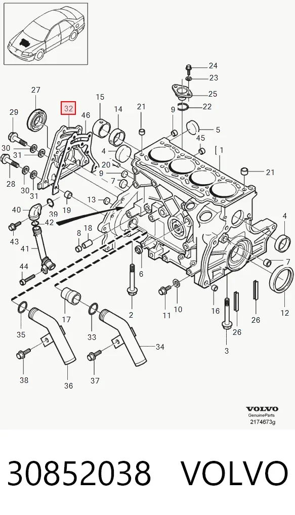 Tampa de motor dianteira 30852038 Volvo
