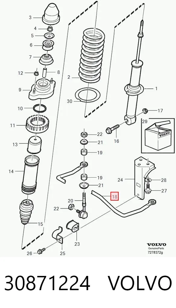 Estabilizador traseiro 30871224 Volvo