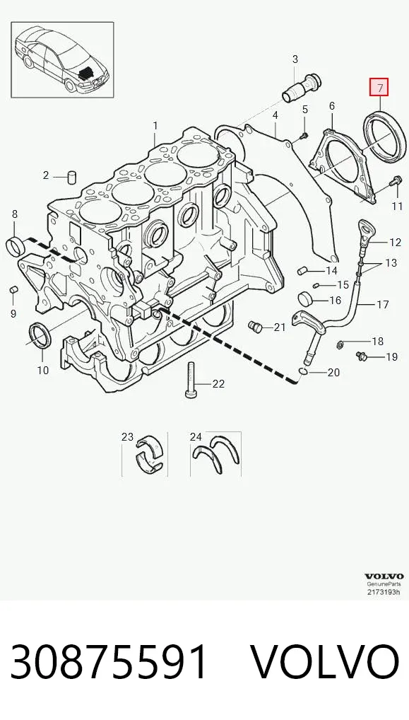 Vedação traseira de cambota de motor 30875591 Volvo