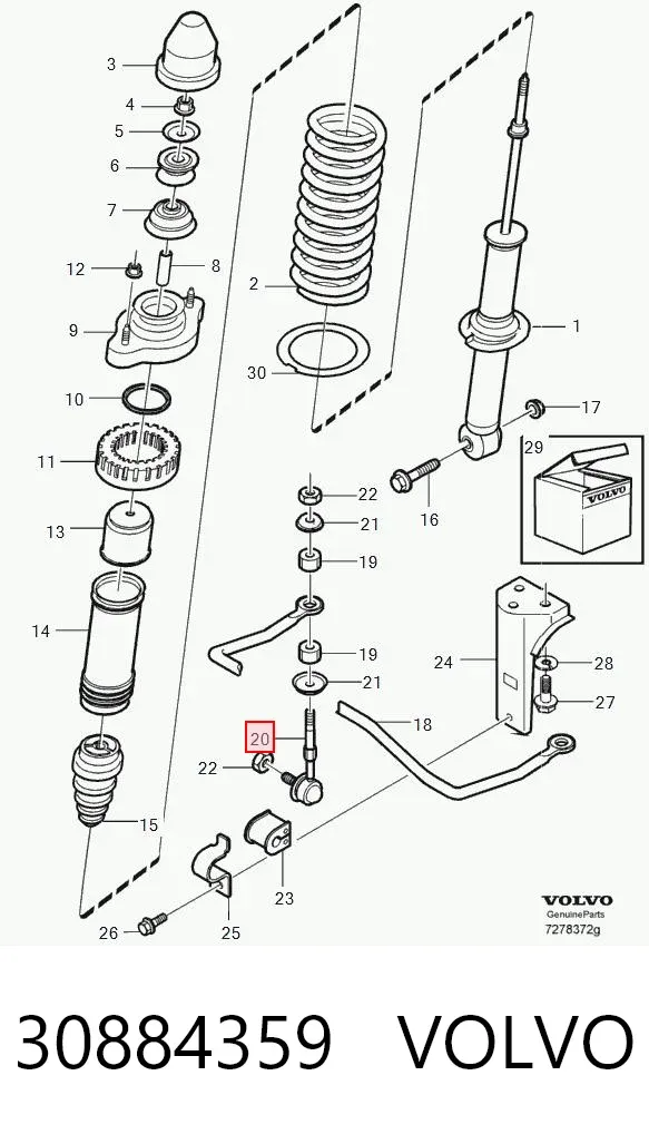 Montante de estabilizador traseiro 30884359 Volvo