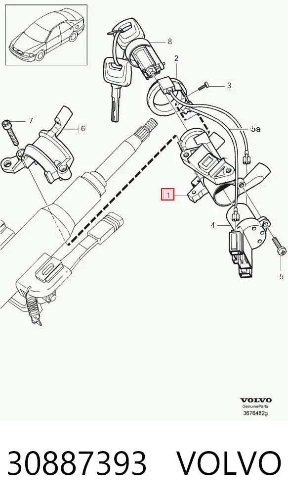 Fecho de ignição 30887393 Volvo
