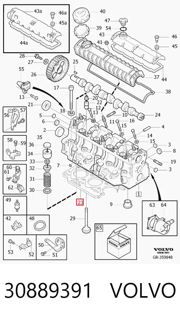 Vedante de cabeça de motor (CBC) 30889391 Volvo