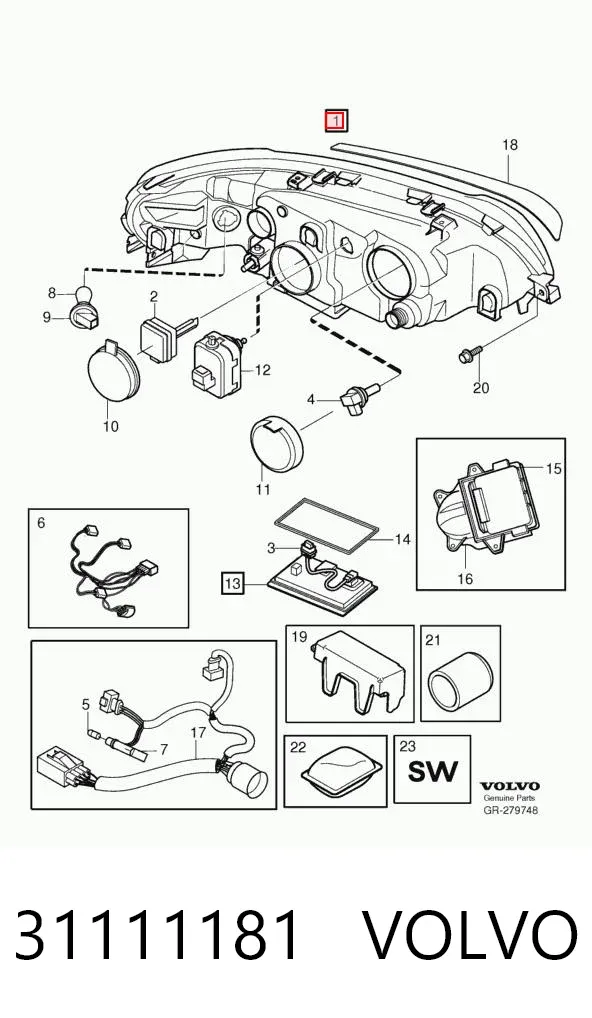 Luz direita 31111181 Volvo