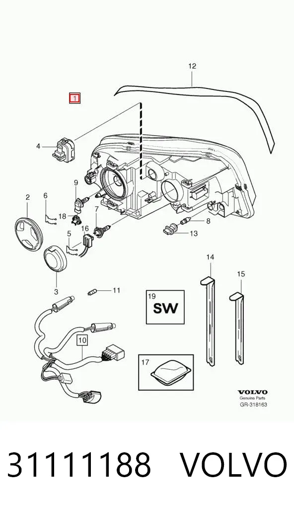 Luz esquerda 31111188 Volvo