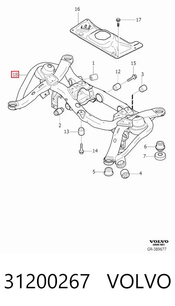 Viga de suspensão traseira (plataforma veicular) 31200267 Volvo