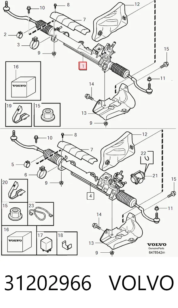 Cremalheira da direção 31202966 Volvo