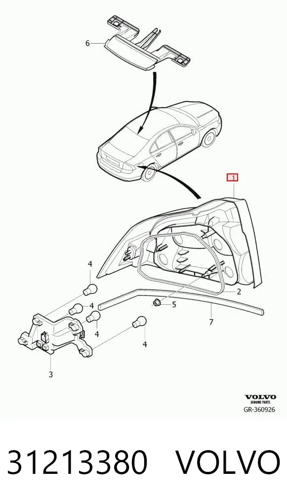 Lanterna traseira direita Volvo S80 II