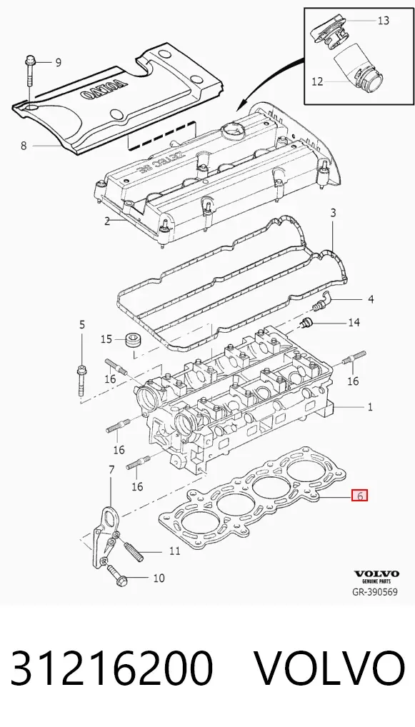 Vedante de cabeça de motor (CBC) 31216200 Volvo