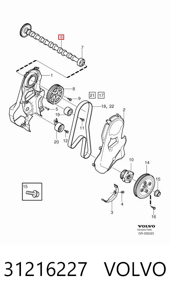 Árvore distribuidora de motor de escape 31216227 Volvo