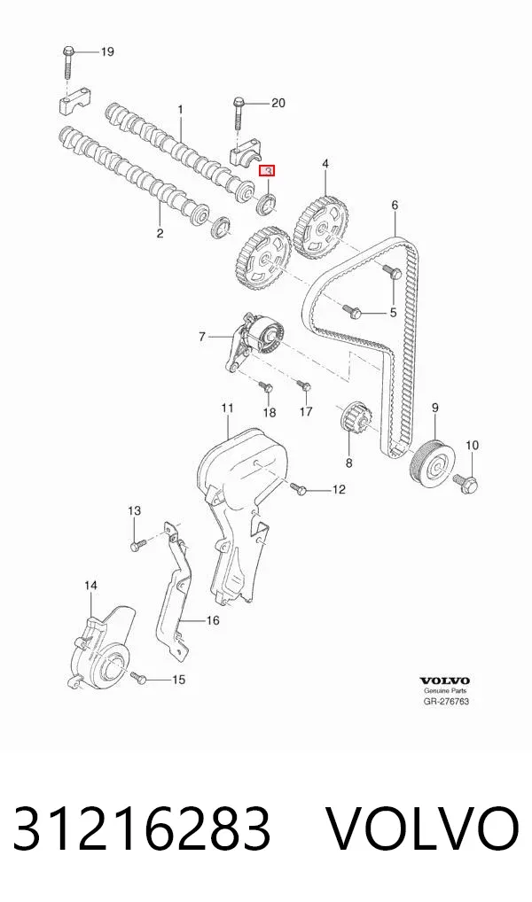 Vedação da árvore distribuidora de motor 31216283 Volvo