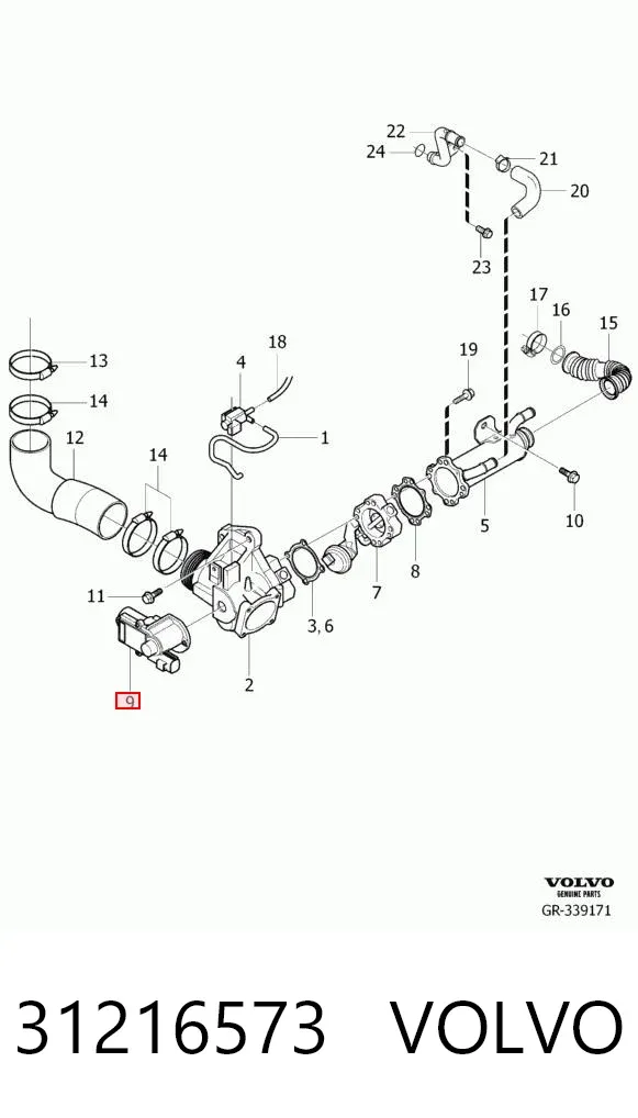 Válvula EGR de recirculação dos gases 31216573 Volvo