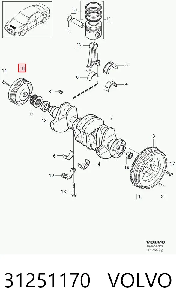 Polia de cambota 31251170 Volvo
