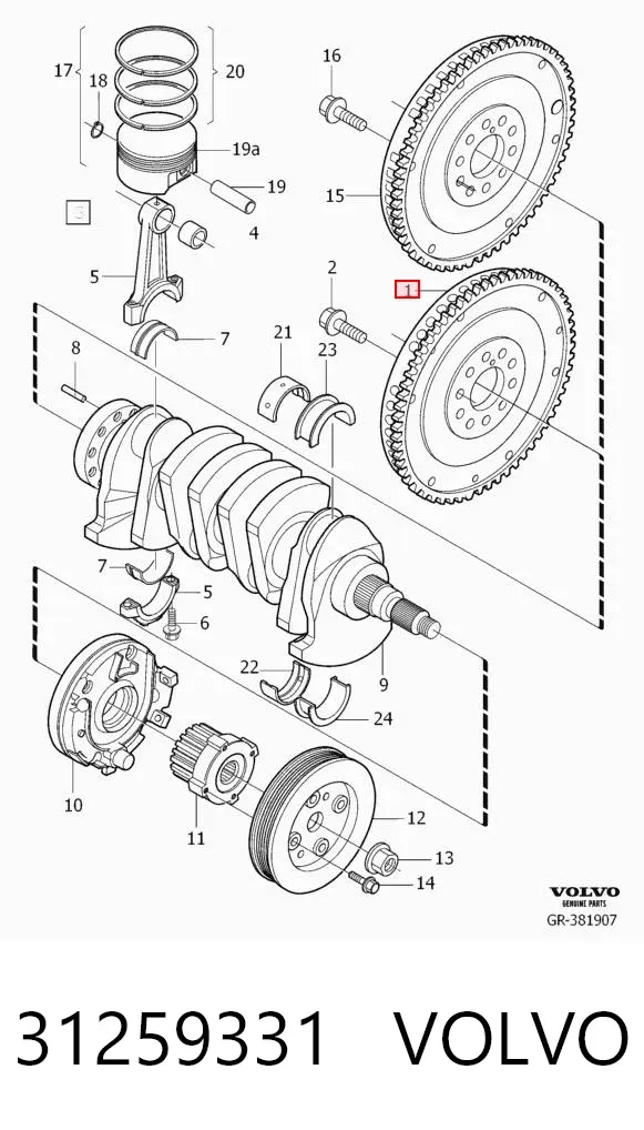 Volante de motor 31259331 Volvo
