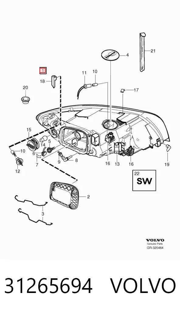 Luz esquerda 31265694 Volvo