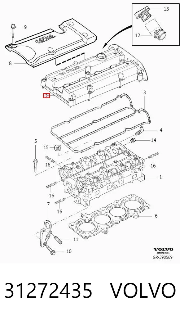 Tampa de válvulas 31272435 Volvo