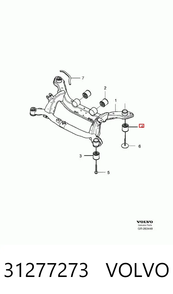 Bloco silencioso de viga traseira (de plataforma veicular) 31277273 Volvo